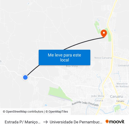 Estrada P/ Maniçoba,00 to Universidade De Pernambuco - UPE map