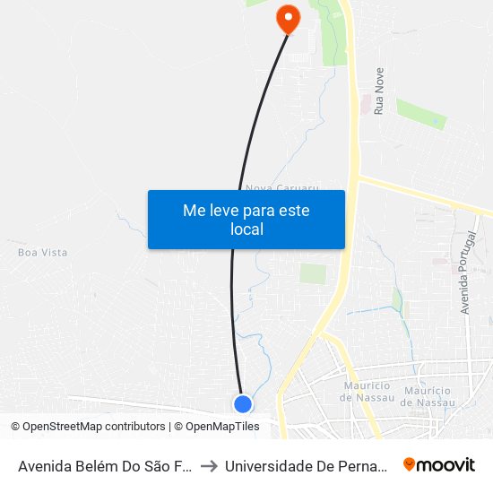 Avenida Belém Do São Francisco, 46 to Universidade De Pernambuco - UPE map