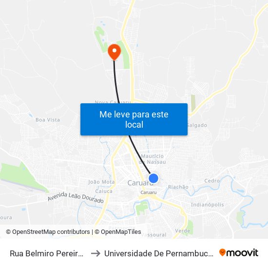 Rua Belmiro Pereira, 301 to Universidade De Pernambuco - UPE map