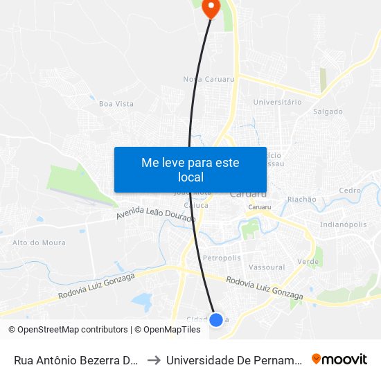 Rua Antônio Bezerra De Lira, S/N to Universidade De Pernambuco - UPE map