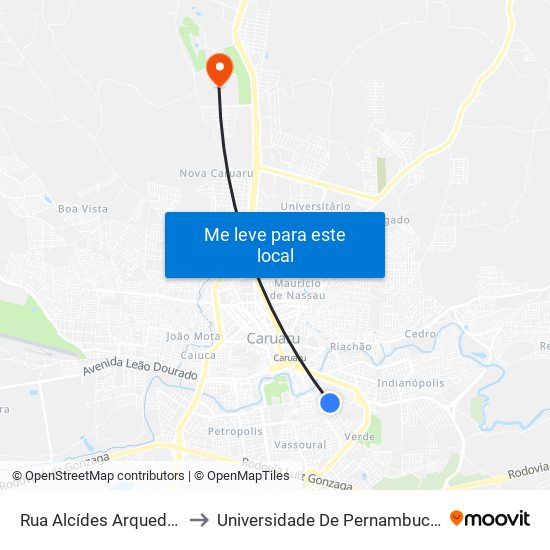 Rua Alcídes Arquedas, 25 to Universidade De Pernambuco - UPE map