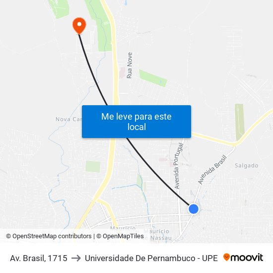 Av. Brasil, 1715 to Universidade De Pernambuco - UPE map