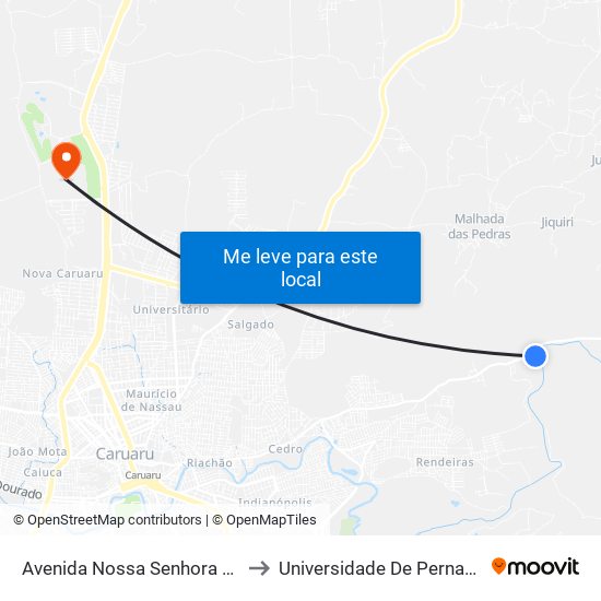 Avenida Nossa Senhora Das Dores, 77 to Universidade De Pernambuco - UPE map