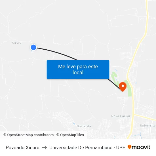 Povoado Xicuru to Universidade De Pernambuco - UPE map