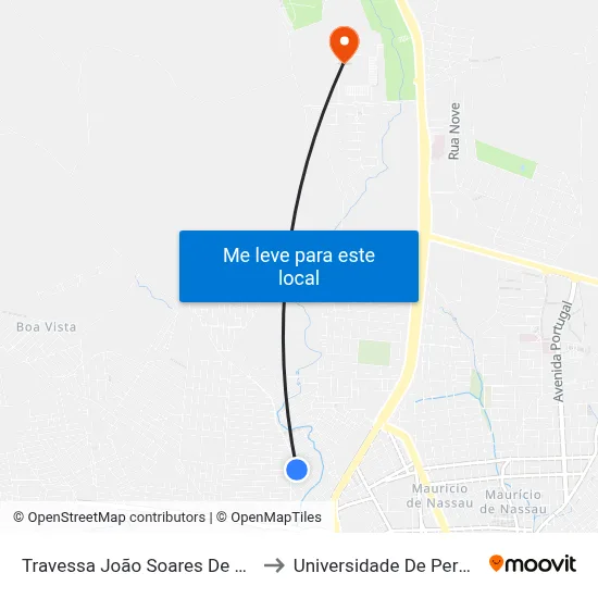 Travessa João Soares De Lira, S/N - Caruaru to Universidade De Pernambuco - UPE map