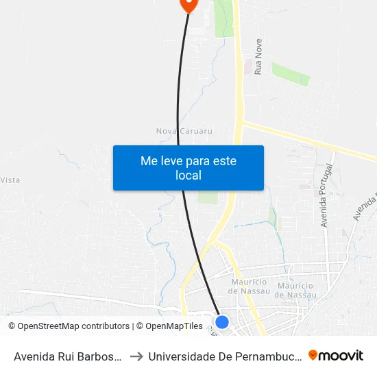 Avenida Rui Barbosa, 539 to Universidade De Pernambuco - UPE map