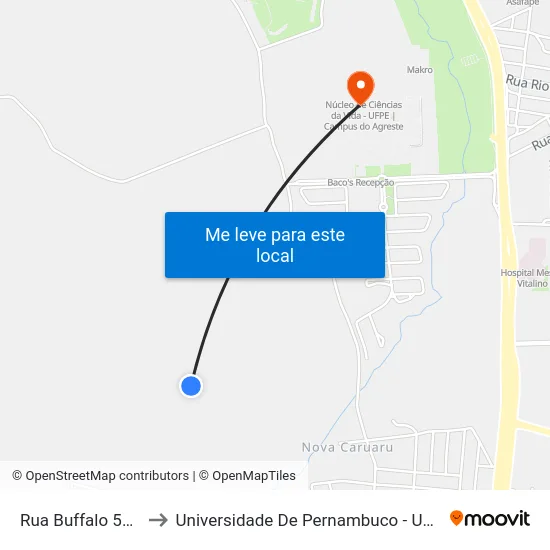 Rua Buffalo 577 to Universidade De Pernambuco - UPE map