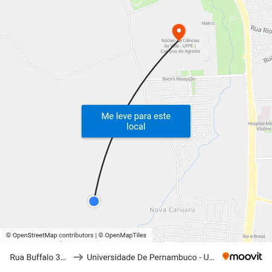 Rua Buffalo 365 to Universidade De Pernambuco - UPE map