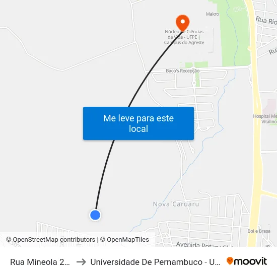 Rua Mineola 206 to Universidade De Pernambuco - UPE map
