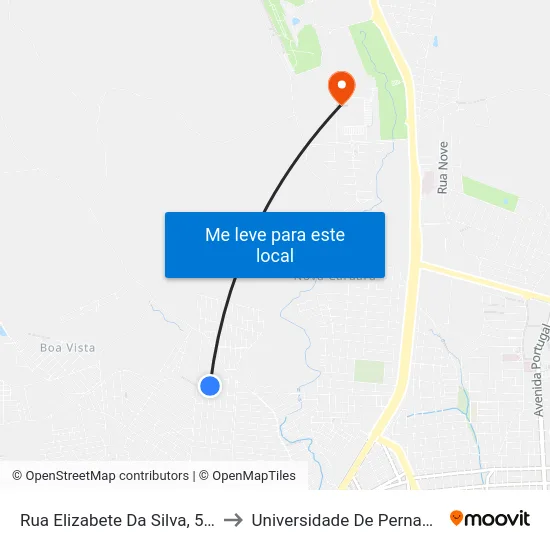 Rua Elizabete Da Silva, 599 - Caruaru to Universidade De Pernambuco - UPE map