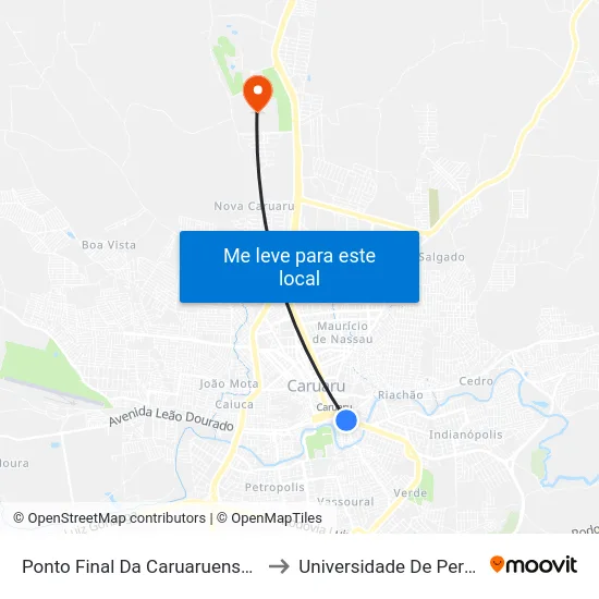 Ponto Final Da Progresso- Praça Do Rosário to Universidade De Pernambuco - UPE map