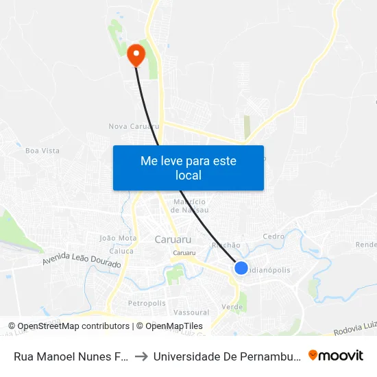 Rua Manoel Nunes Filho 82 to Universidade De Pernambuco - UPE map