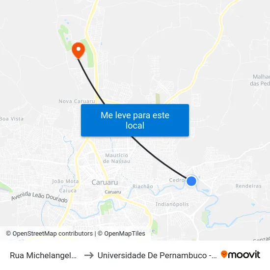Rua Michelangelo 55 to Universidade De Pernambuco - UPE map