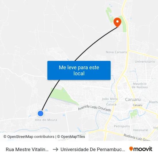 Rua Mestre Vitalino 595 to Universidade De Pernambuco - UPE map