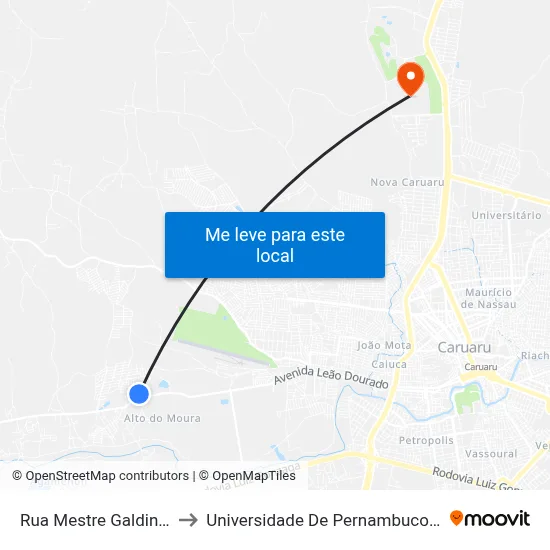 Rua Mestre Galdino 26 to Universidade De Pernambuco - UPE map