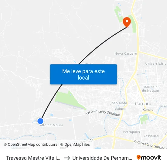 Travessa Mestre Vitalino Tc 230 to Universidade De Pernambuco - UPE map