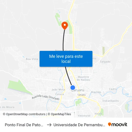 Ponto Final De Patos X Juá to Universidade De Pernambuco - UPE map