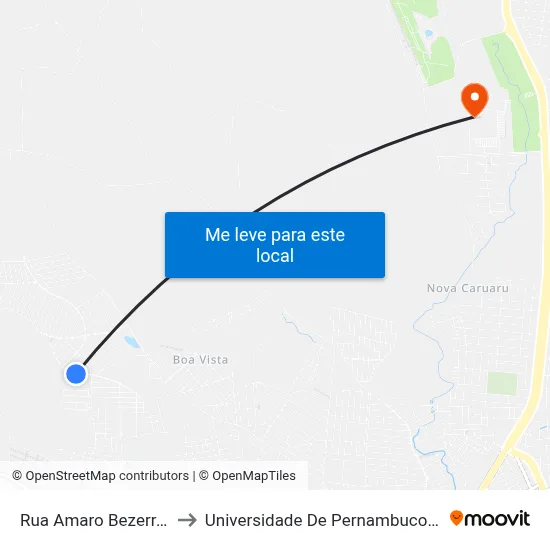 Rua Amaro Bezerra 12 to Universidade De Pernambuco - UPE map