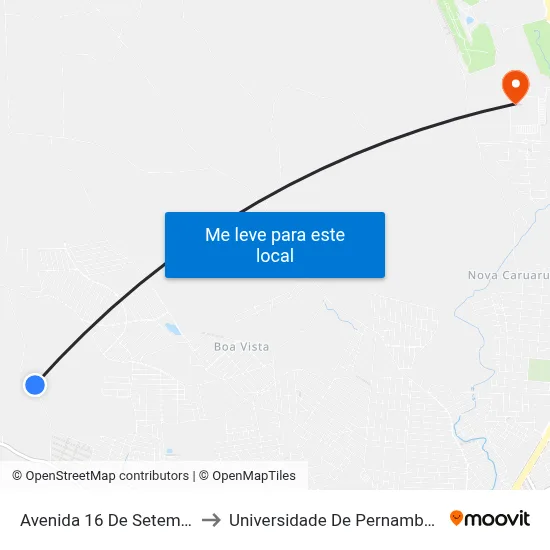 Avenida 16 De Setembro 163 to Universidade De Pernambuco - UPE map