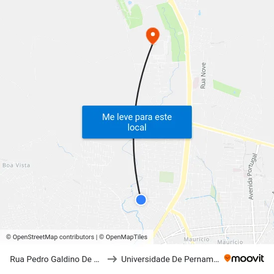 Rua Pedro Galdino De Macedo 31 to Universidade De Pernambuco - UPE map
