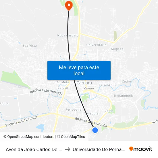 Avenida João Carlos De Lira Lins 410 to Universidade De Pernambuco - UPE map