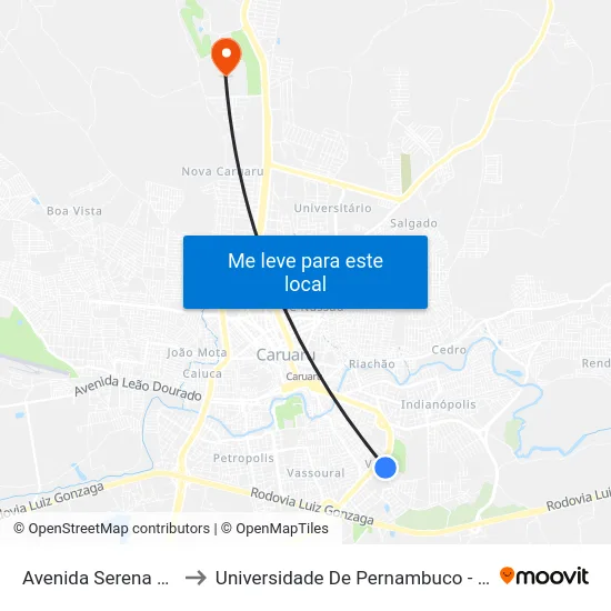 Avenida Serena 327 to Universidade De Pernambuco - UPE map