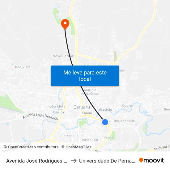Avenida José Rodrigues De Jesus 598 to Universidade De Pernambuco - UPE map