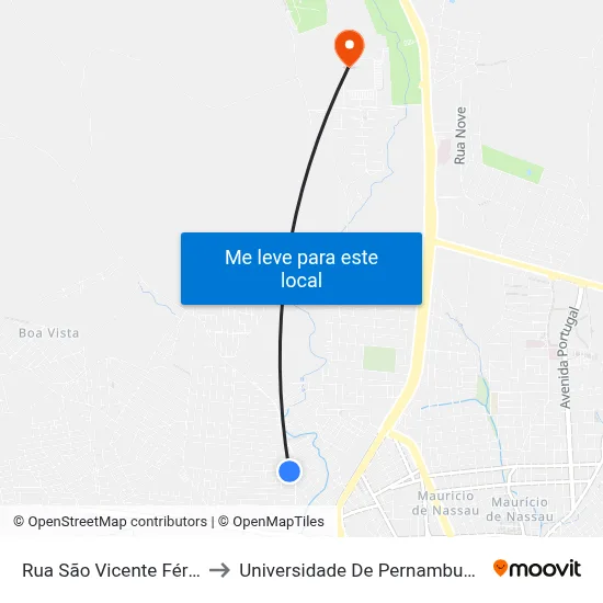 Rua São Vicente Férrer 53 to Universidade De Pernambuco - UPE map