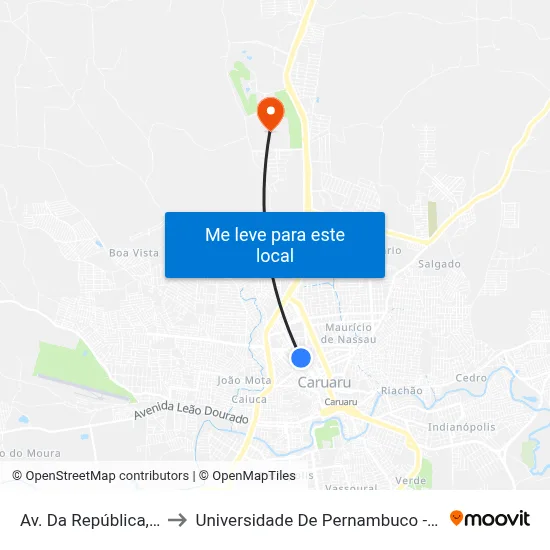 Av. Da República, 79 to Universidade De Pernambuco - UPE map