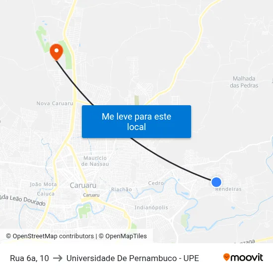 Rua 6a, 10 to Universidade De Pernambuco - UPE map