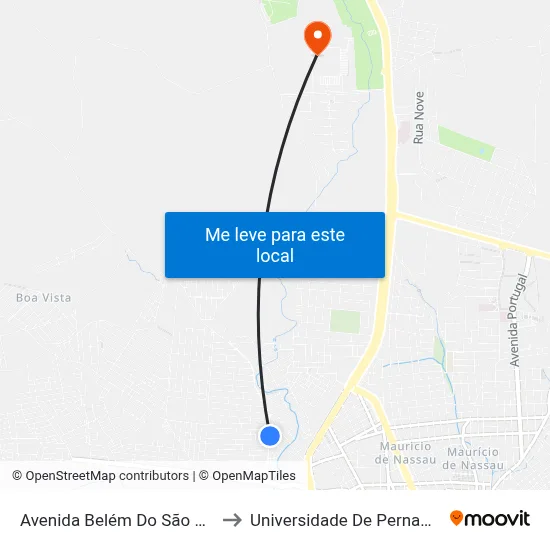 Avenida Belém Do São Francisco 77 to Universidade De Pernambuco - UPE map