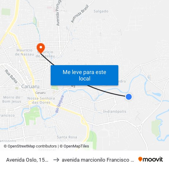 Avenida Oslo, 156-180 to avenida marcionilo Francisco da Silva map