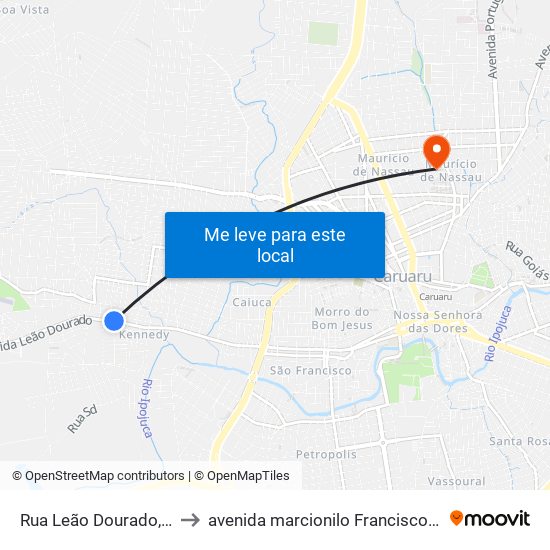 Rua Leão Dourado, 1762 to avenida marcionilo Francisco da Silva map