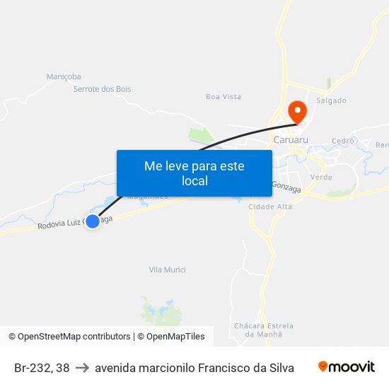 Br-232, 38 to avenida marcionilo Francisco da Silva map