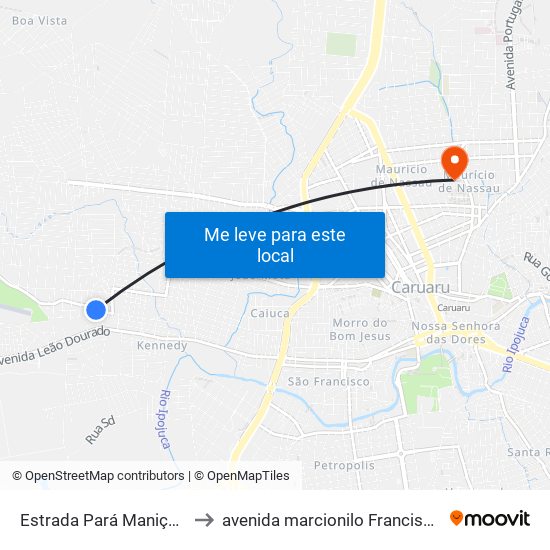 Estrada Pará Maniçoba, 143 to avenida marcionilo Francisco da Silva map