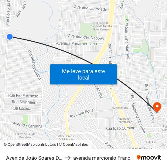 Avenida João Soares De Líra, 1365 to avenida marcionilo Francisco da Silva map