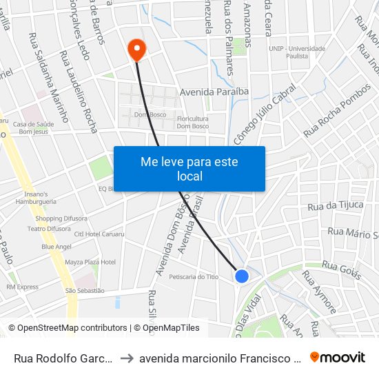 Rua Rodolfo García, 42 to avenida marcionilo Francisco da Silva map