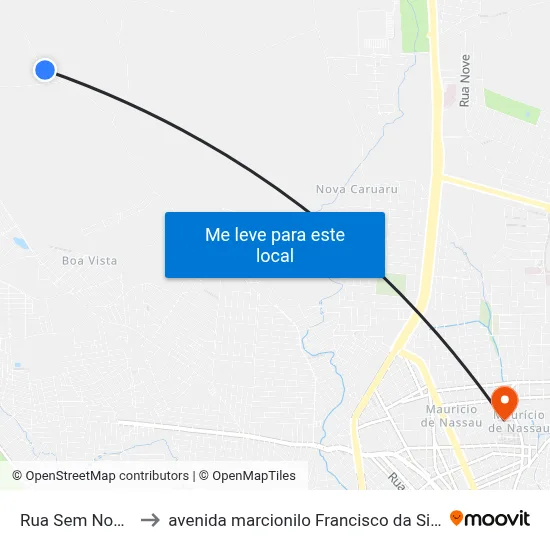 Rua Sem Nome to avenida marcionilo Francisco da Silva map