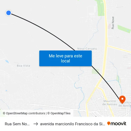 Rua Sem Nome to avenida marcionilo Francisco da Silva map
