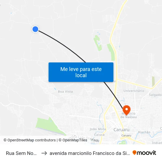 Rua Sem Nome to avenida marcionilo Francisco da Silva map