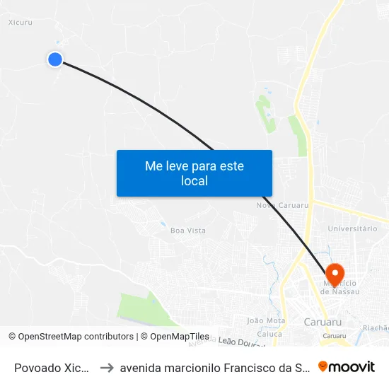 Povoado Xicuru to avenida marcionilo Francisco da Silva map