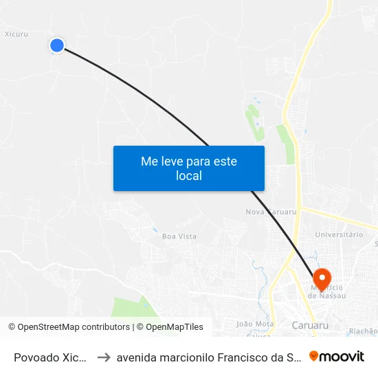 Povoado Xicuru to avenida marcionilo Francisco da Silva map