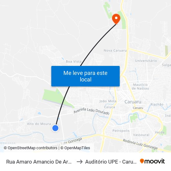 Rua Amaro Amancio De Araujo, 560 to Auditório UPE - Caruaru, PE map