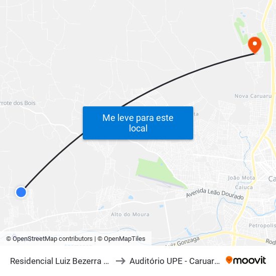 Residencial Luiz Bezerra P005 to Auditório UPE - Caruaru, PE map