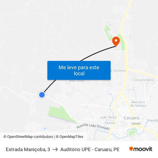 Estrada Maniçoba, 3 to Auditório UPE - Caruaru, PE map