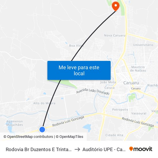 Rodovia Br Duzentos E Trinta E Dois, 489 to Auditório UPE - Caruaru, PE map