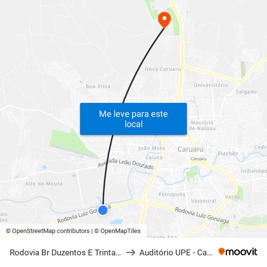 Rodovia Br Duzentos E Trinta E Dois, 463 to Auditório UPE - Caruaru, PE map