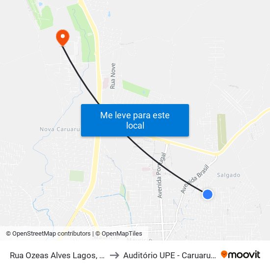 Rua Ozeas Alves Lagos, 200 to Auditório UPE - Caruaru, PE map