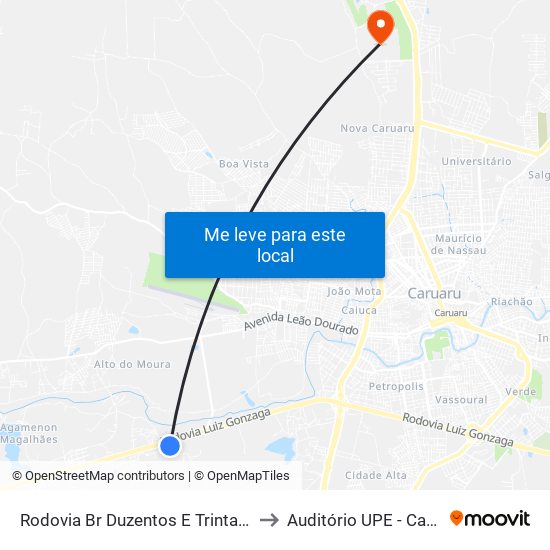 Rodovia Br Duzentos E Trinta E Dois, 351 to Auditório UPE - Caruaru, PE map