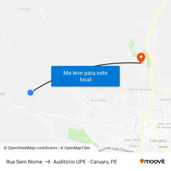 Rua Sem Nome to Auditório UPE - Caruaru, PE map